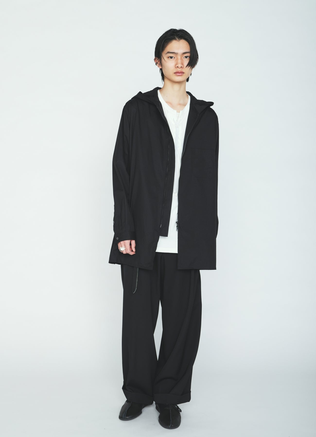 100/2 COTTON BROAD ZIP-UP HOODED SHIRT