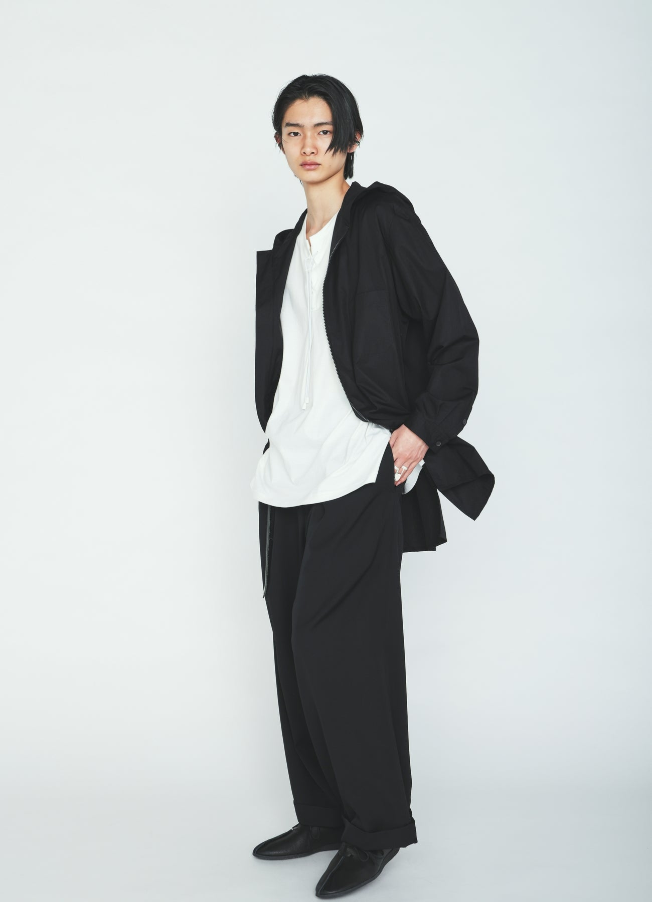 100/2 COTTON BROAD ZIP-UP HOODED SHIRT