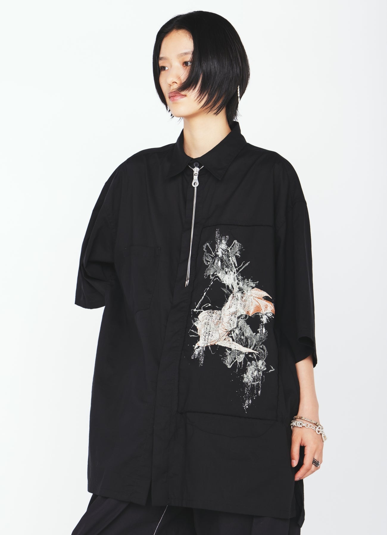 COTTON BAT-ANGEL PIGMENT PRINT SHIRT