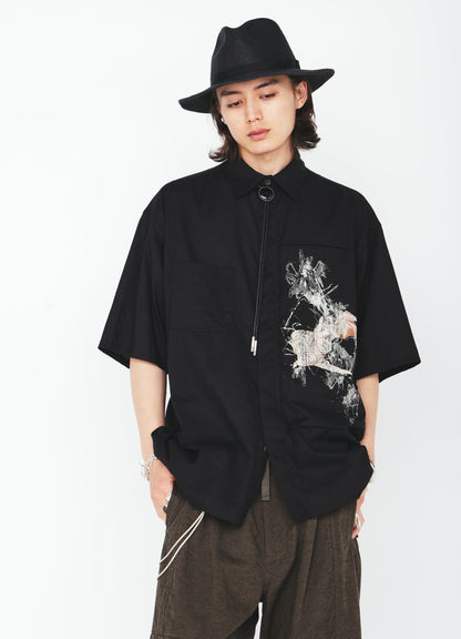 COTTON BAT-ANGEL PIGMENT PRINT SHIRT