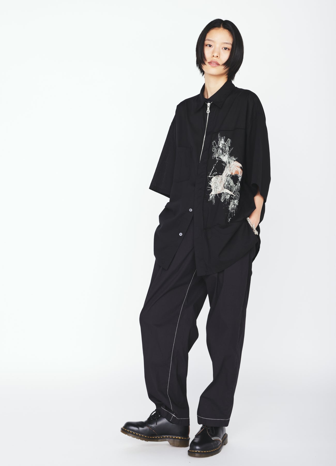 COTTON BAT-ANGEL PIGMENT PRINT SHIRT