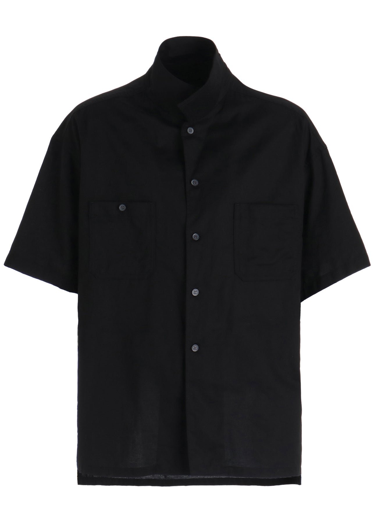 COTTON TWILL OPEN COLLAR SHORT-SLEEVE SHIRT – THE SHOP YOHJI YAMAMOTO COTTON TWILL OPEN COLLAR SHORT-SLEEVE SHIRT – THE SHOP YOHJI YAMAMOTO