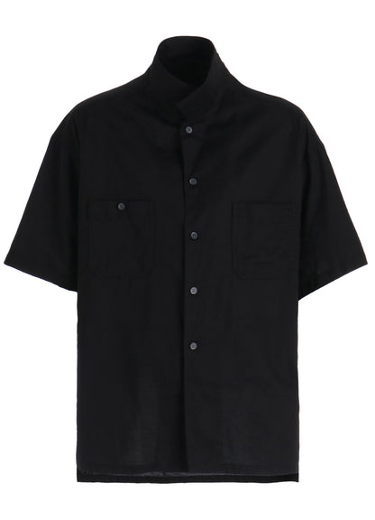 COTTON TWILL OPEN COLLAR SHORT-SLEEVE SHIRT