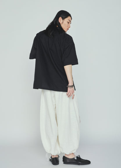 COTTON TWILL OPEN COLLAR SHORT-SLEEVE SHIRT
