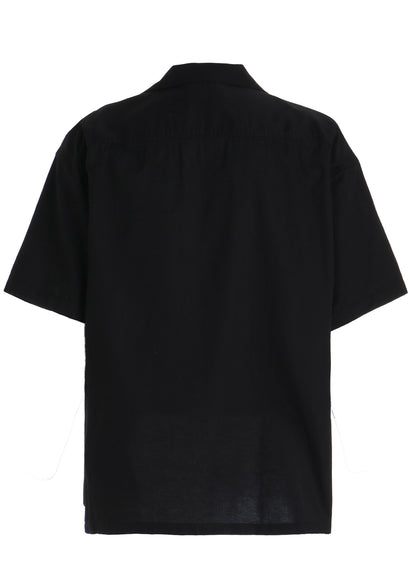 COTTON TWILL OPEN COLLAR SHORT-SLEEVE SHIRT