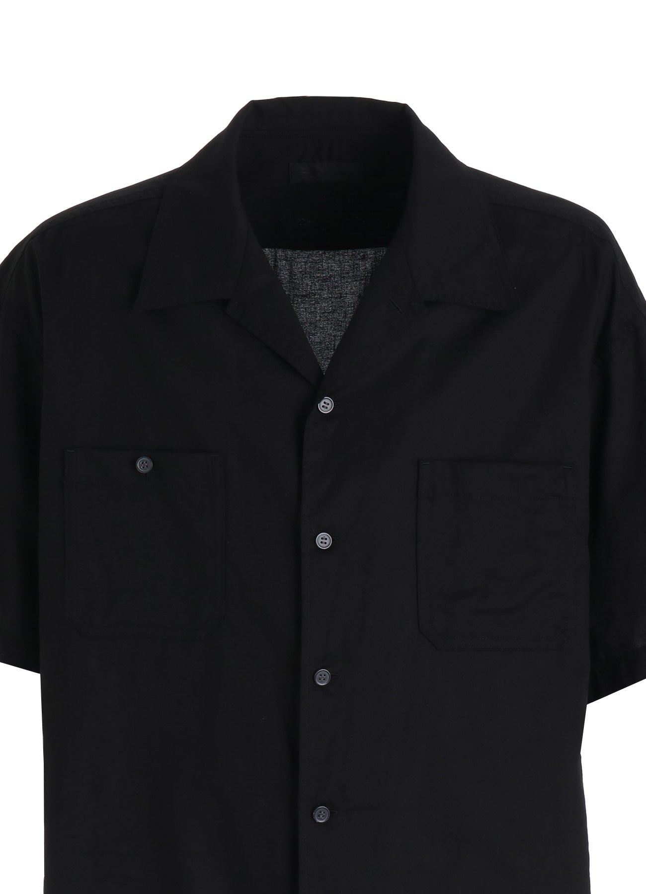 COTTON TWILL OPEN COLLAR SHORT-SLEEVE SHIRT – THE SHOP YOHJI YAMAMOTO