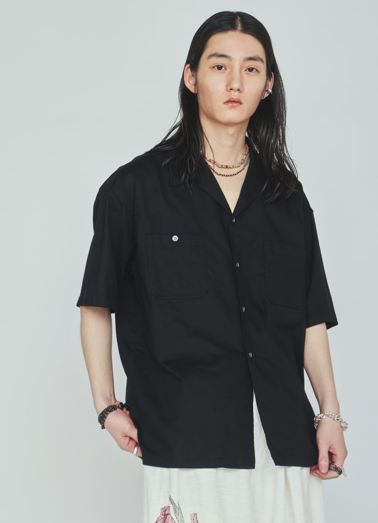 COTTON TWILL OPEN COLLAR SHORT-SLEEVE SHIRT – THE SHOP YOHJI YAMAMOTO