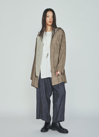 VIS/LI TWILL PIGMENT PRINT HOODED ZIP SHIRT
