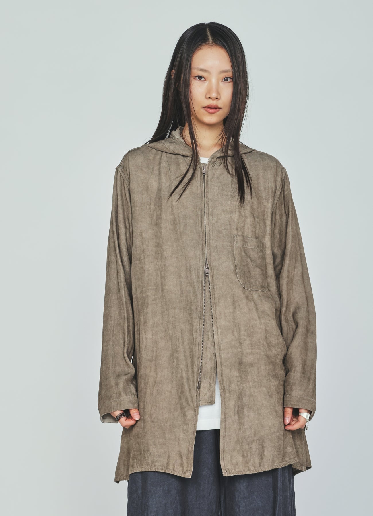 VIS/LI TWILL PIGMENT PRINT HOODED ZIP SHIRT – THE SHOP YOHJI YAMAMOTO