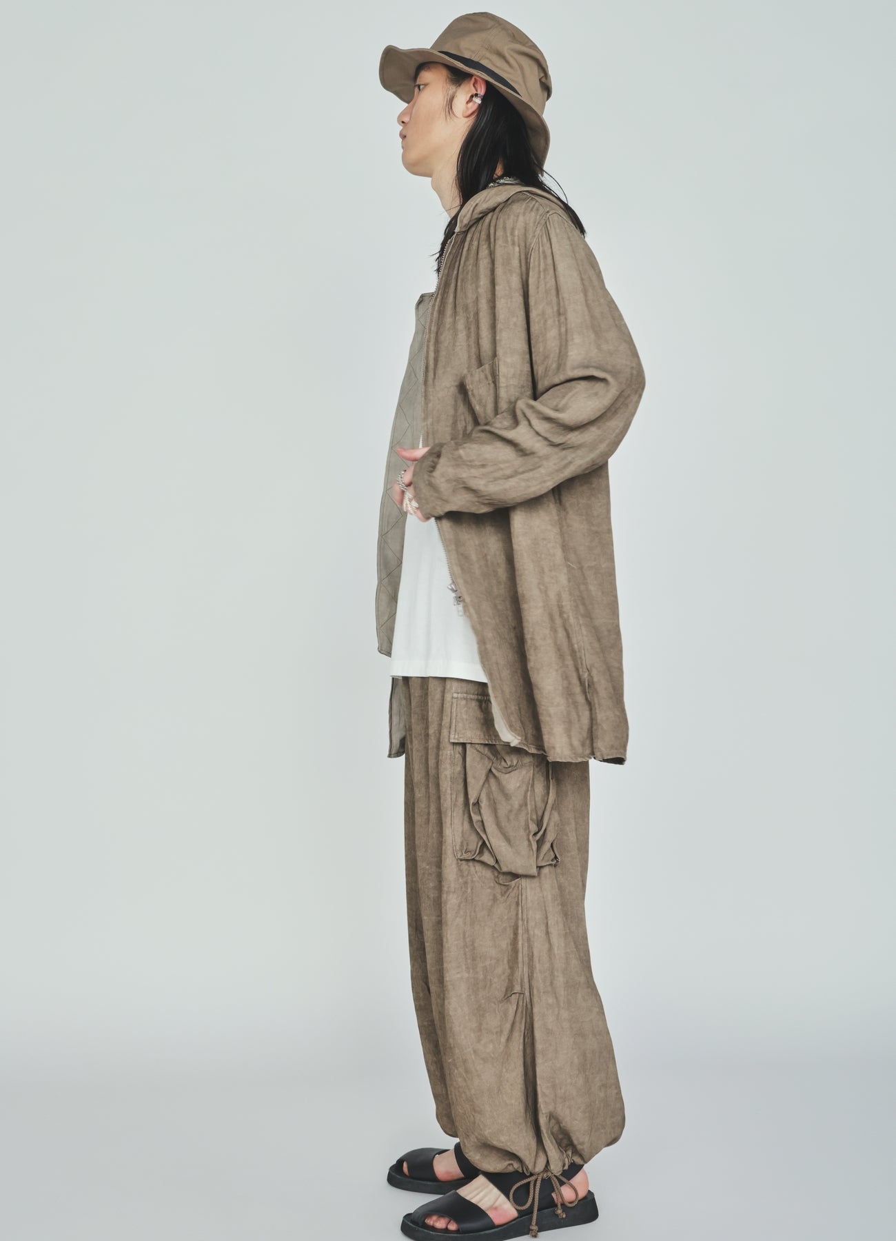 VIS/LI TWILL PIGMENT PRINT HOODED ZIP SHIRT