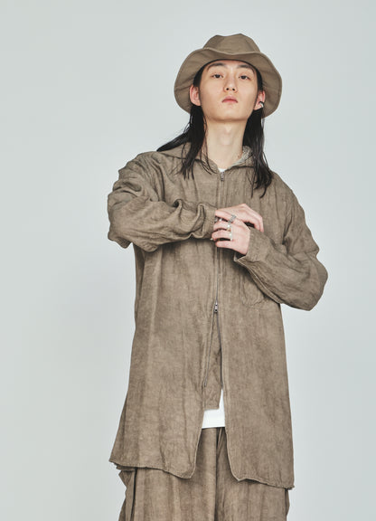 VIS/LI TWILL PIGMENT PRINT HOODED ZIP SHIRT