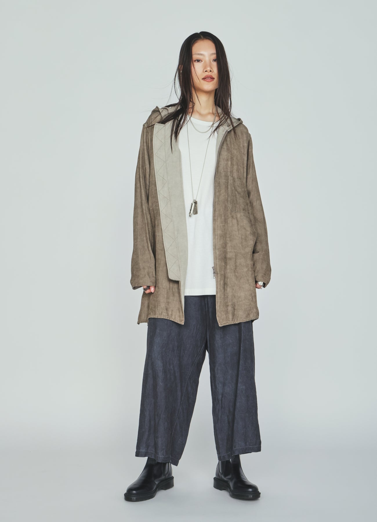 VIS/LI TWILL PIGMENT PRINT HOODED ZIP SHIRT