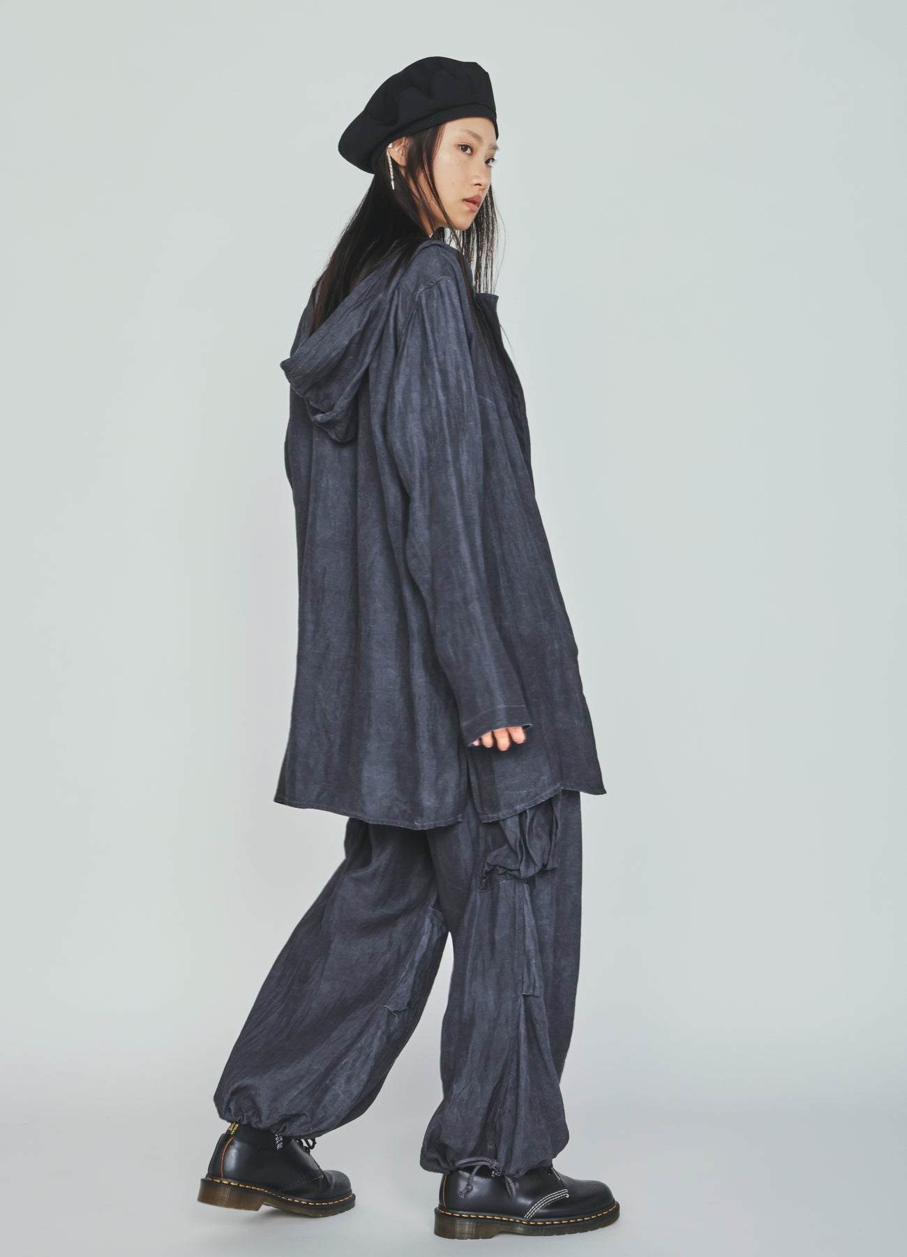 VIS/LI TWILL PIGMENT PRINT HOODED ZIP SHIRT