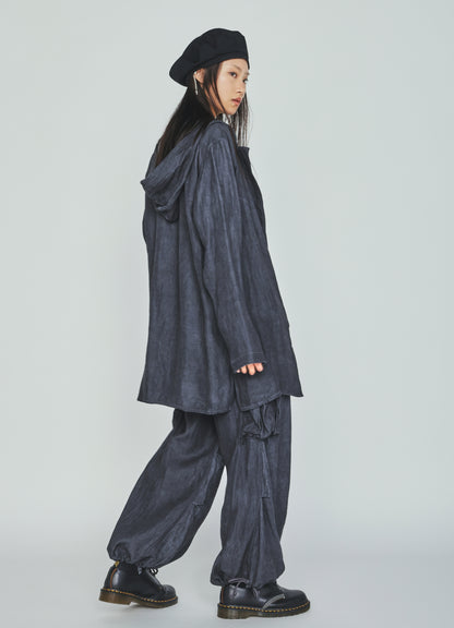 VIS/LI TWILL PIGMENT PRINT HOODED ZIP SHIRT
