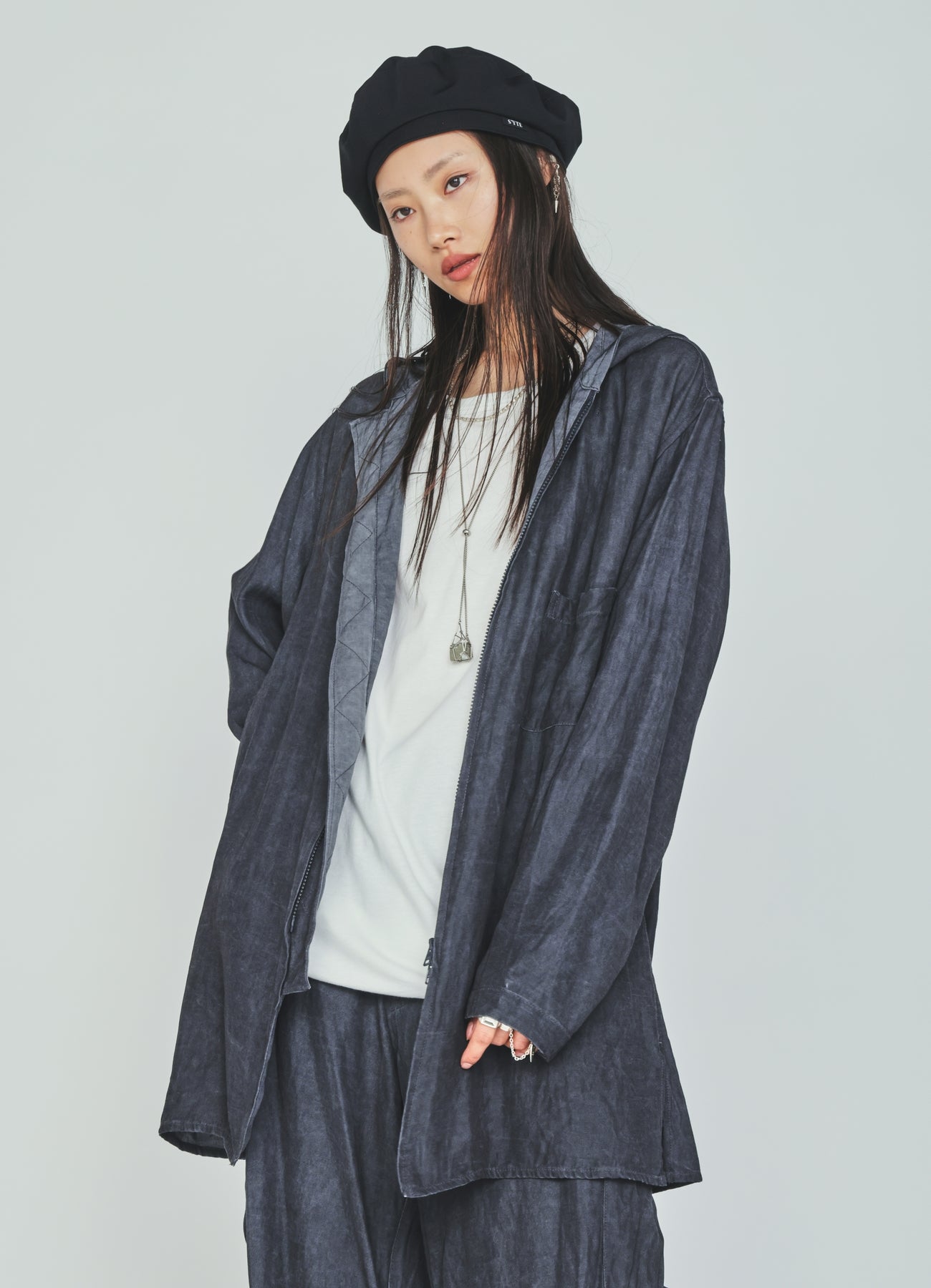 VIS/LI TWILL PIGMENT PRINT HOODED ZIP SHIRT