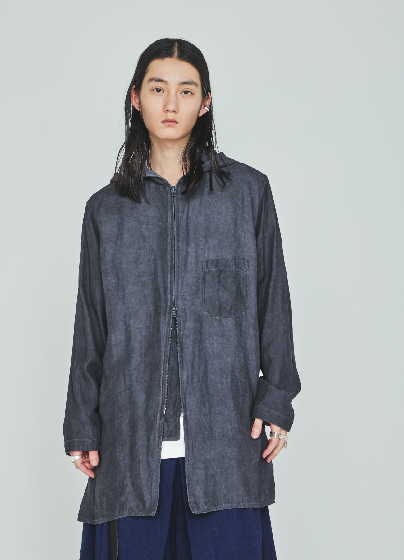 VIS/LI TWILL PIGMENT PRINT HOODED ZIP SHIRT