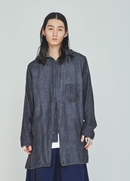 VIS/LI TWILL PIGMENT PRINT HOODED ZIP SHIRT
