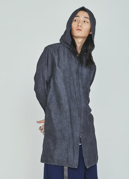 VIS/LI TWILL PIGMENT PRINT HOODED ZIP SHIRT