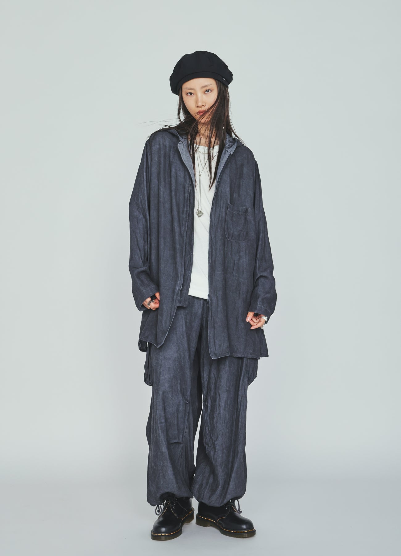 VIS/LI TWILL PIGMENT PRINT HOODED ZIP SHIRT