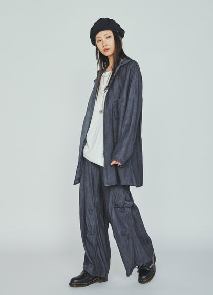 VIS/LI TWILL PIGMENT PRINT HOODED ZIP SHIRT