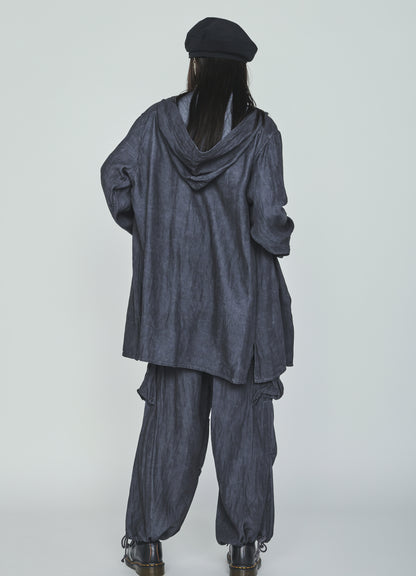 VIS/LI TWILL PIGMENT PRINT HOODED ZIP SHIRT
