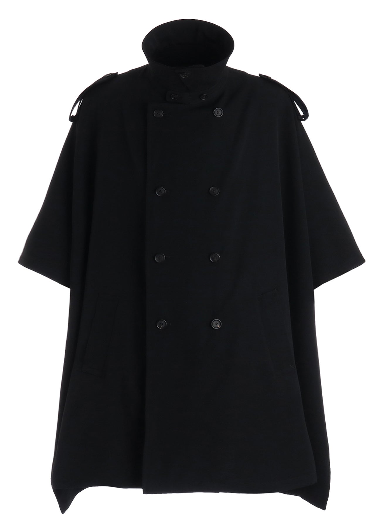 WASHER WOOL GABARDINE EPAULETTE DOUBLE-BREASTED PONCHO – THE SHOP