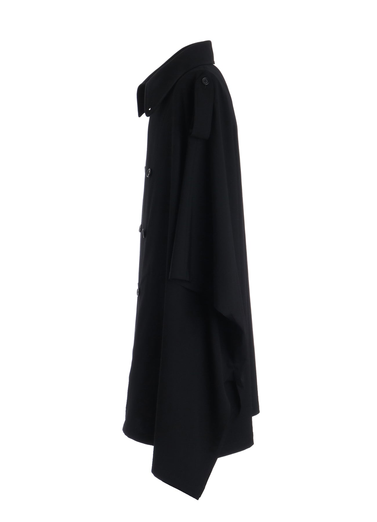 WASHER WOOL GABARDINE EPAULETTE DOUBLE-BREASTED PONCHO – THE SHOP