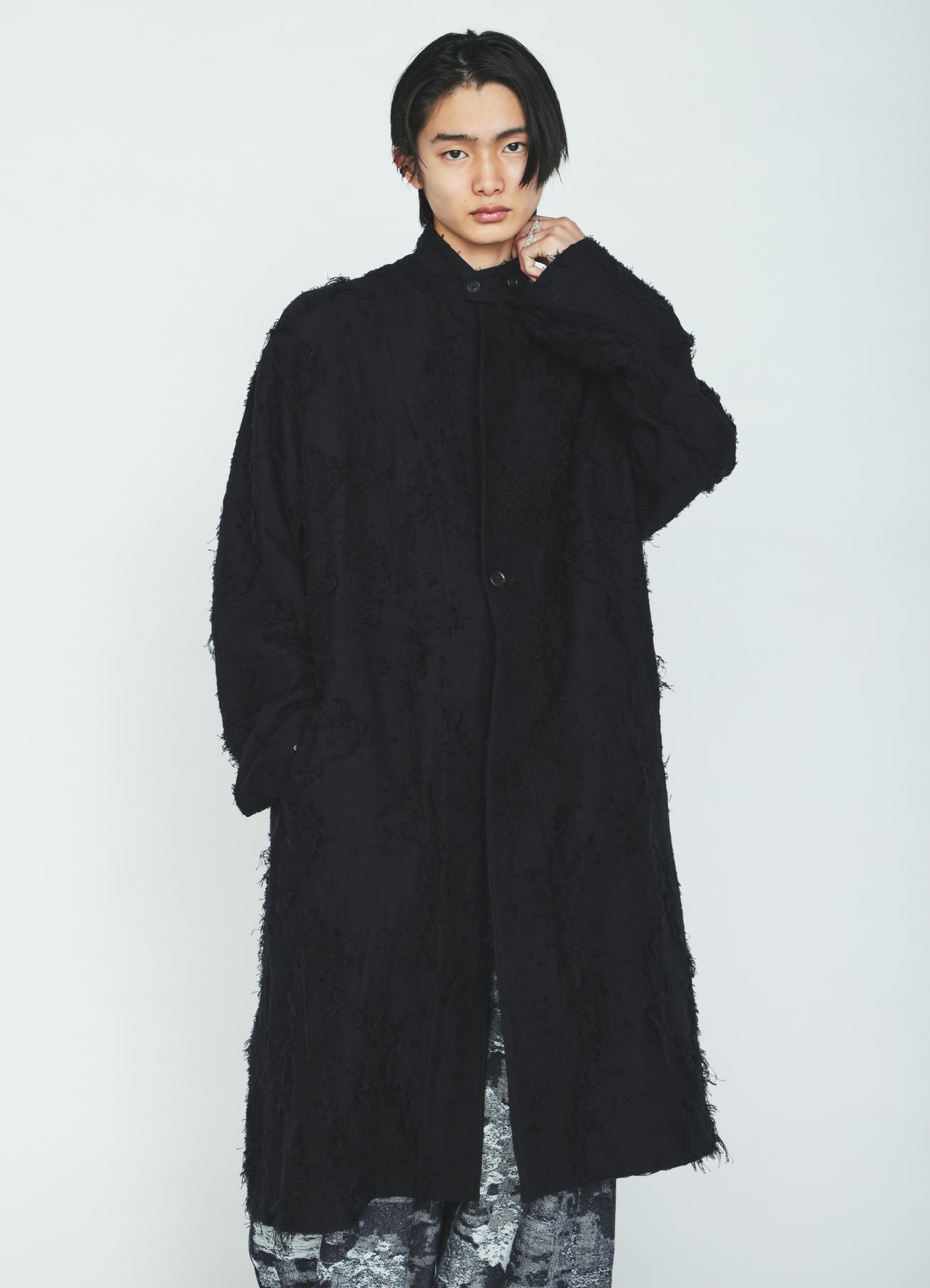 COTTON BOTANICAL SHEER JACQUARD ONE-BUTTON LONG COAT – THE SHOP