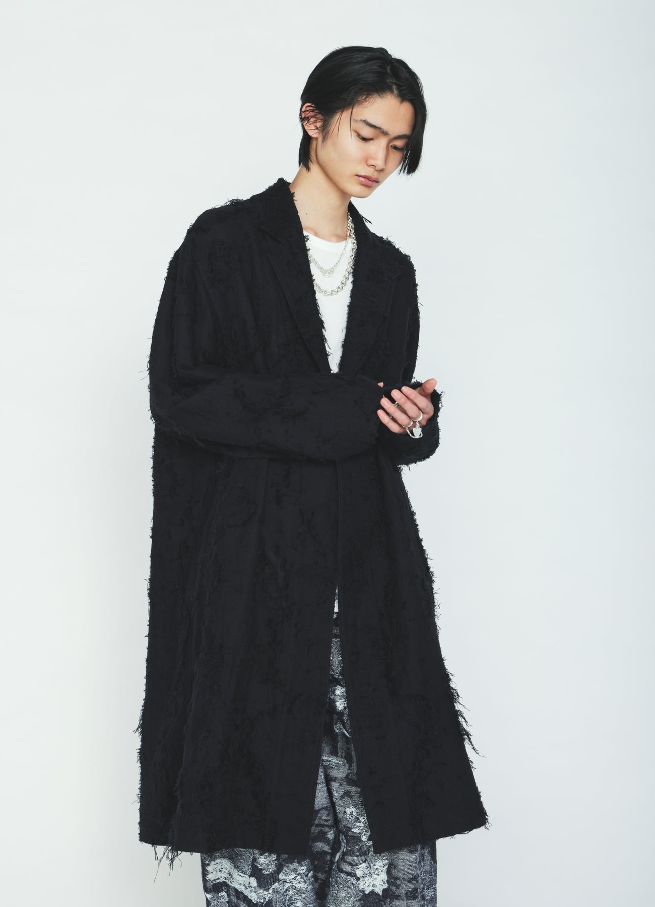 COTTON BOTANICAL SHEER JACQUARD ONE-BUTTON LONG COAT – THE SHOP