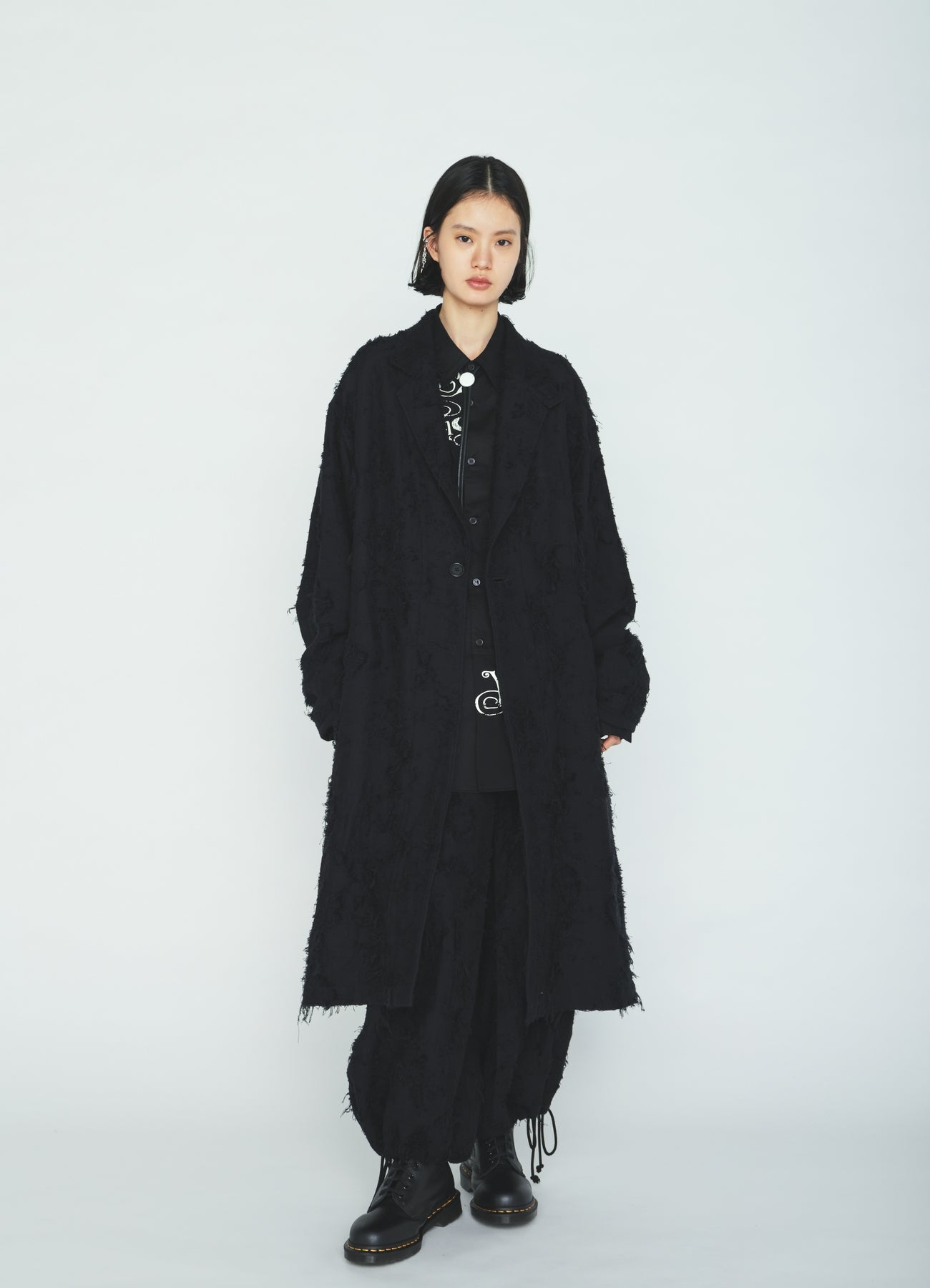 COTTON BOTANICAL SHEER JACQUARD ONE-BUTTON LONG COAT