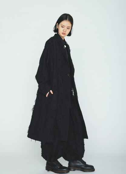 COTTON BOTANICAL SHEER JACQUARD ONE-BUTTON LONG COAT