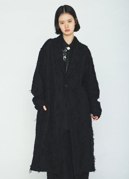 COTTON BOTANICAL SHEER JACQUARD ONE-BUTTON LONG COAT