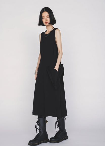 30/COTTON JERSEY DRAPE POCKET DRESS