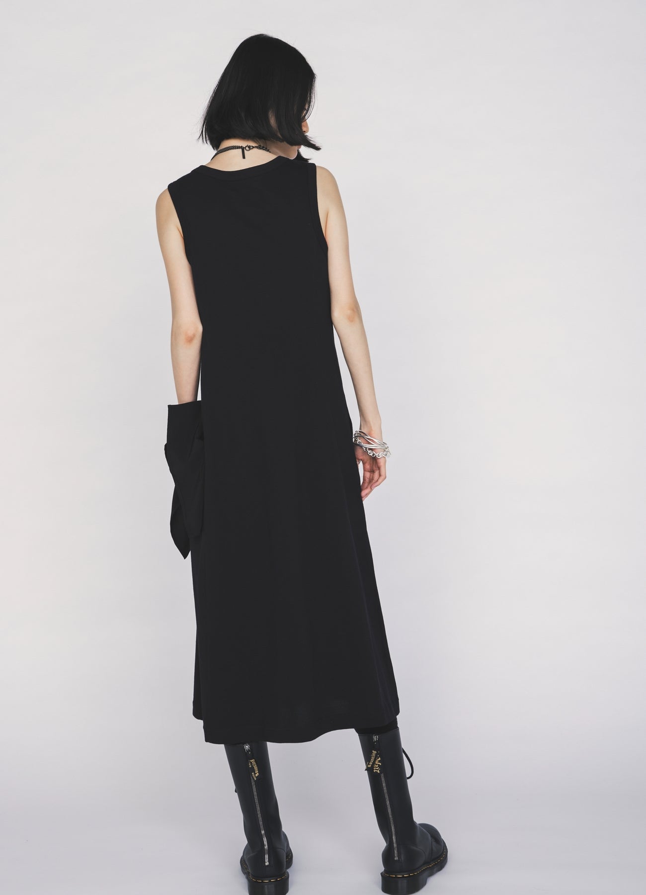 30/COTTON JERSEY DRAPE POCKET DRESS