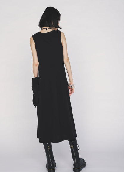 30/COTTON JERSEY DRAPE POCKET DRESS