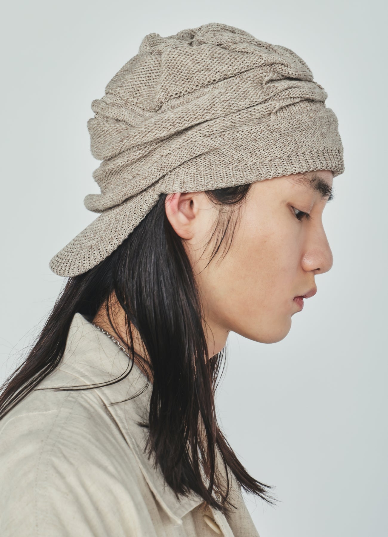 ACRYLIC FLAX KNIT CASQUETTE