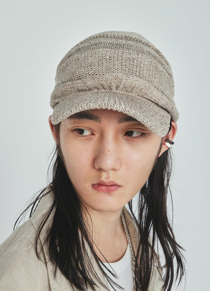 ACRYLIC FLAX KNIT CASQUETTE