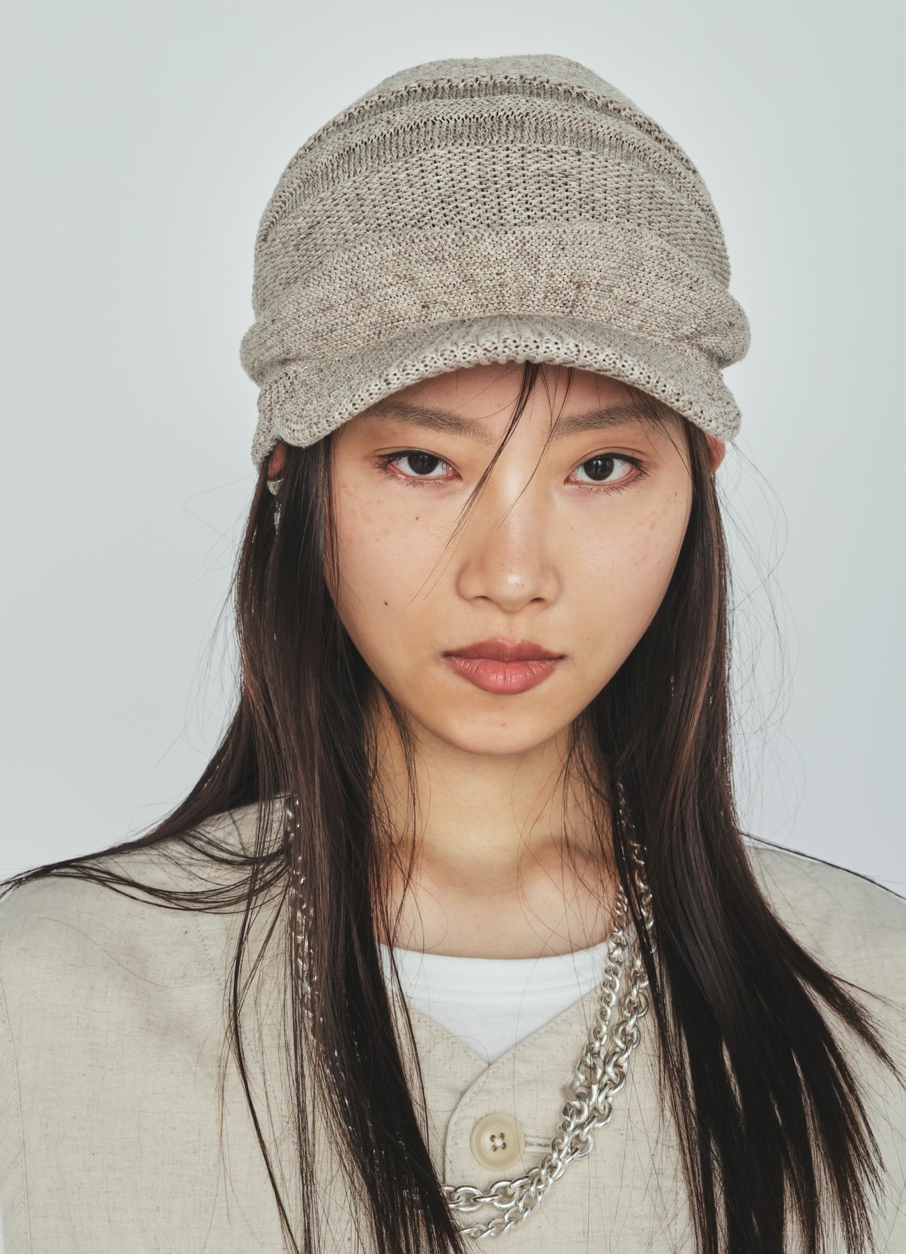 ACRYLIC FLAX KNIT CASQUETTE