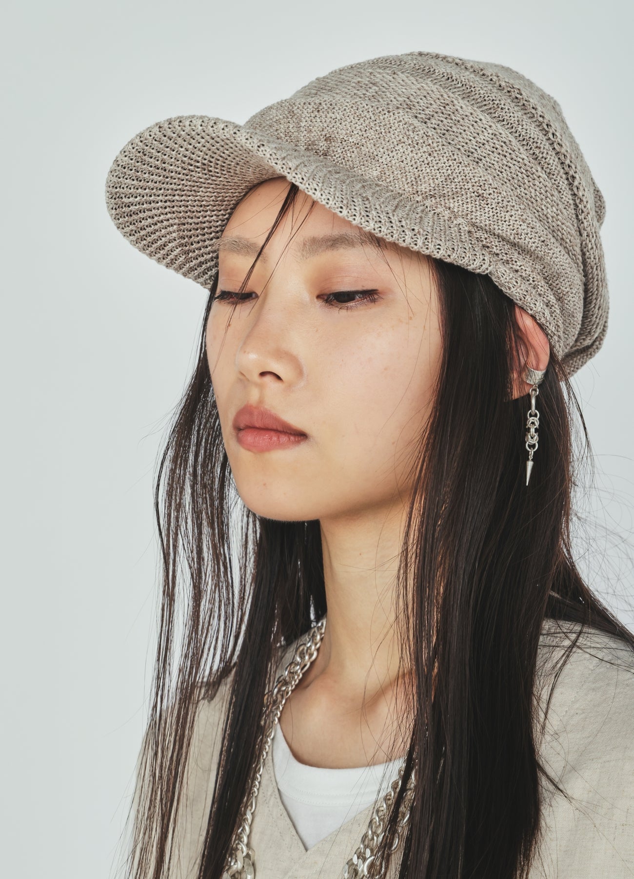 ACRYLIC FLAX KNIT CASQUETTE