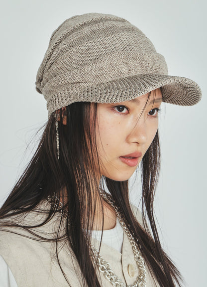 ACRYLIC FLAX KNIT CASQUETTE