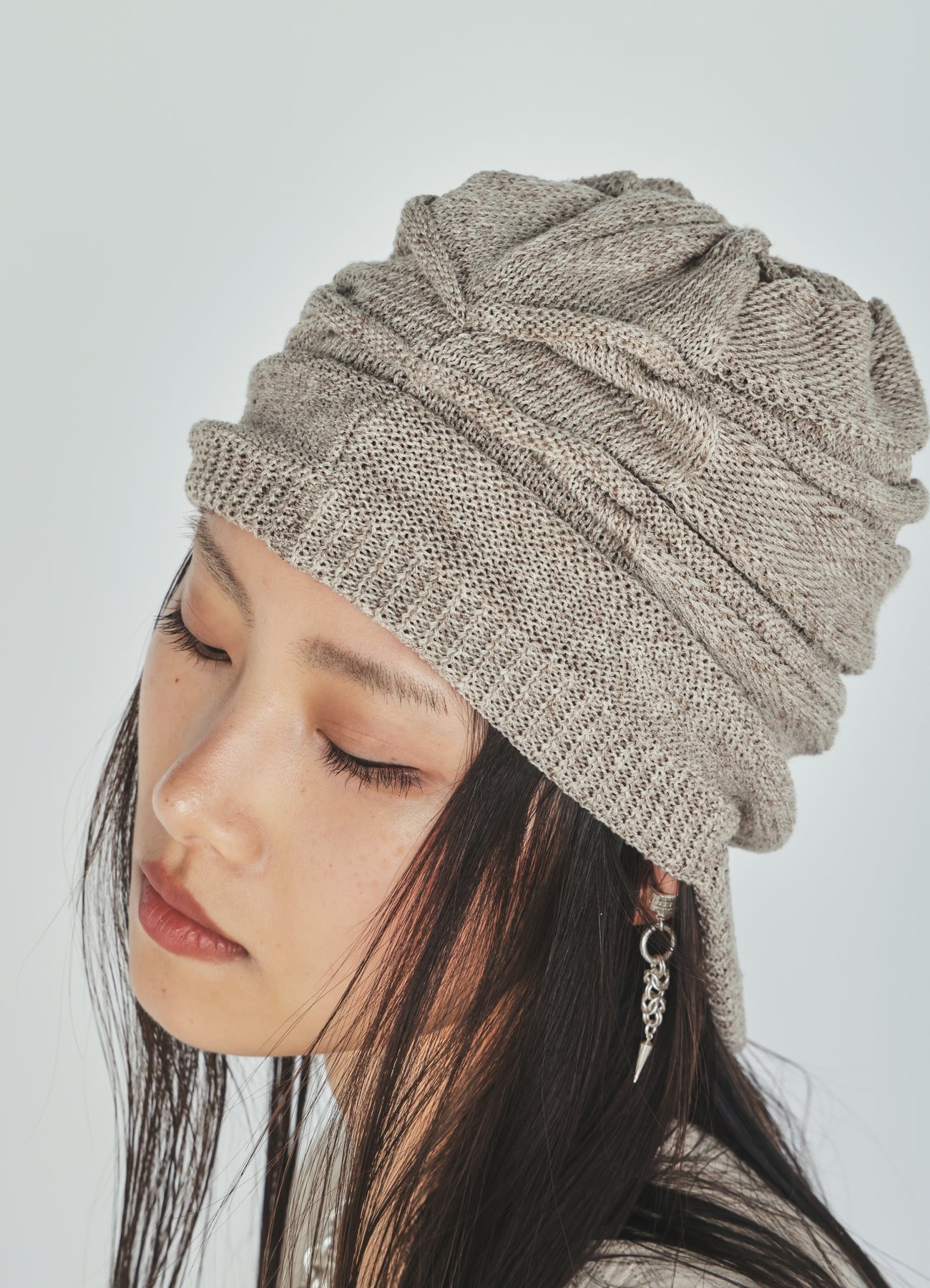 ACRYLIC FLAX KNIT CASQUETTE