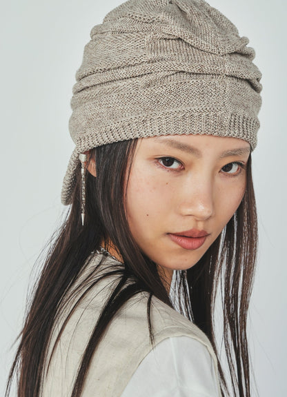 ACRYLIC FLAX KNIT CASQUETTE