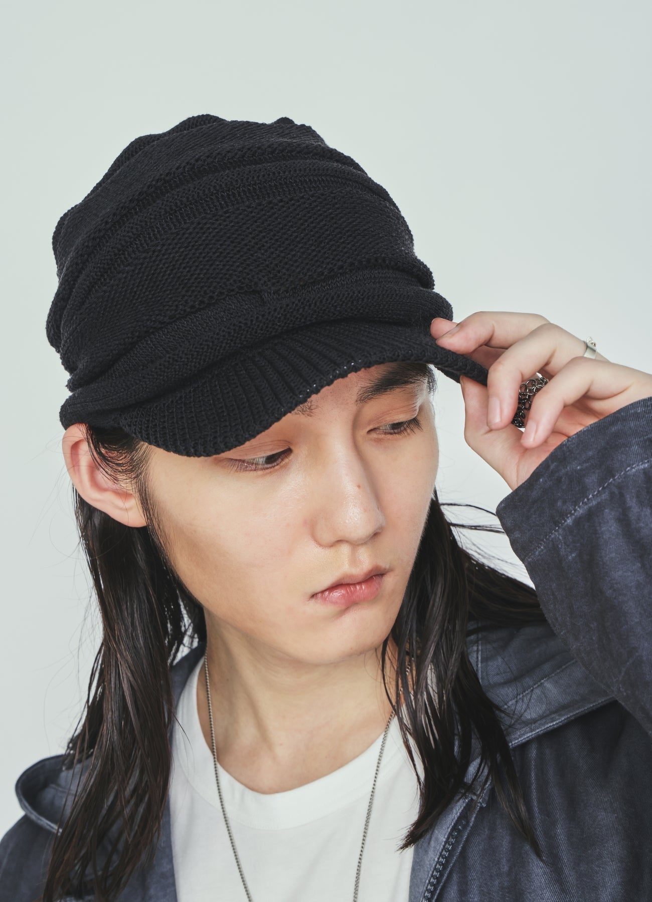 ACRYLIC FLAX KNIT CASQUETTE