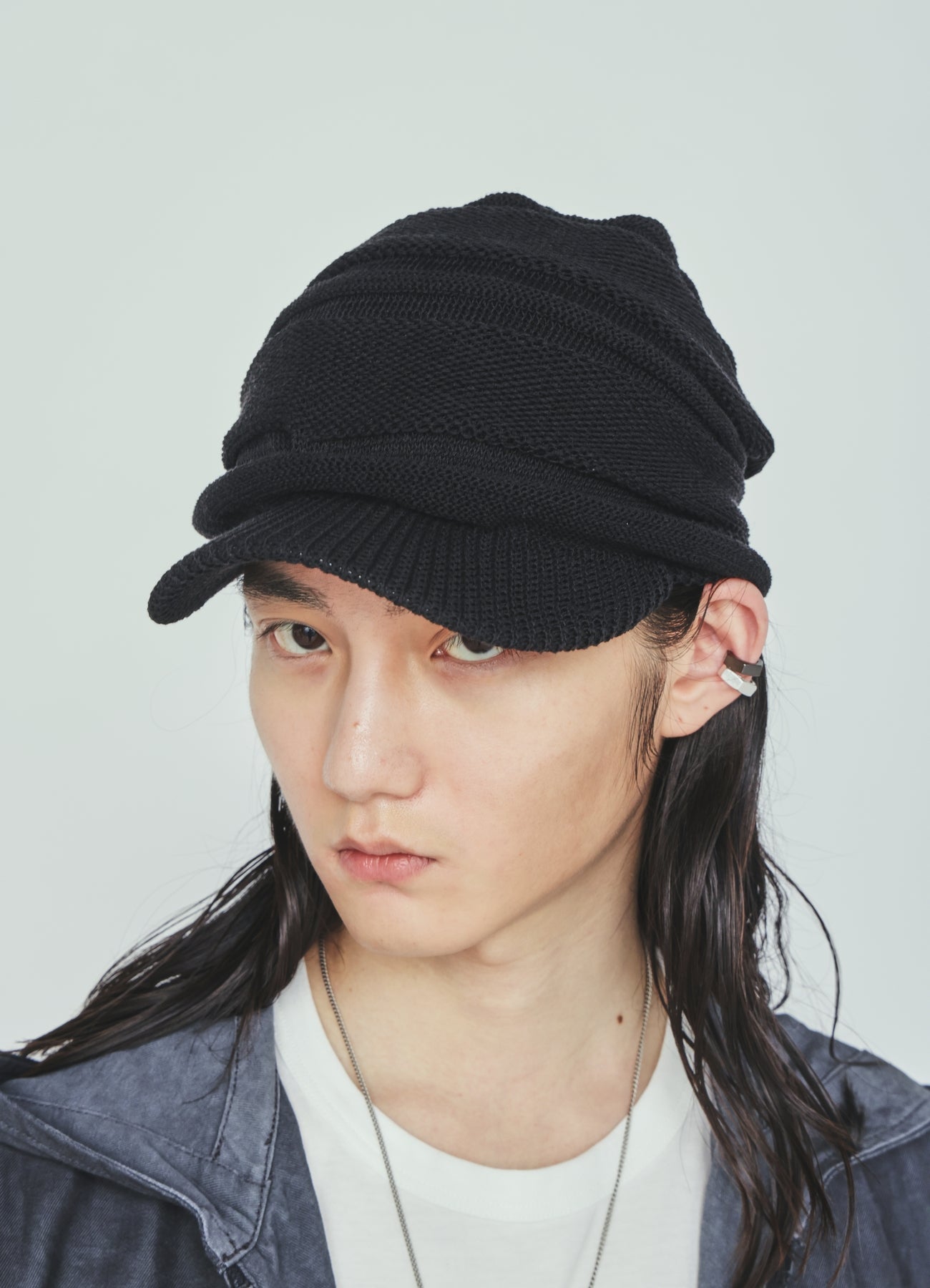 ACRYLIC FLAX KNIT CASQUETTE