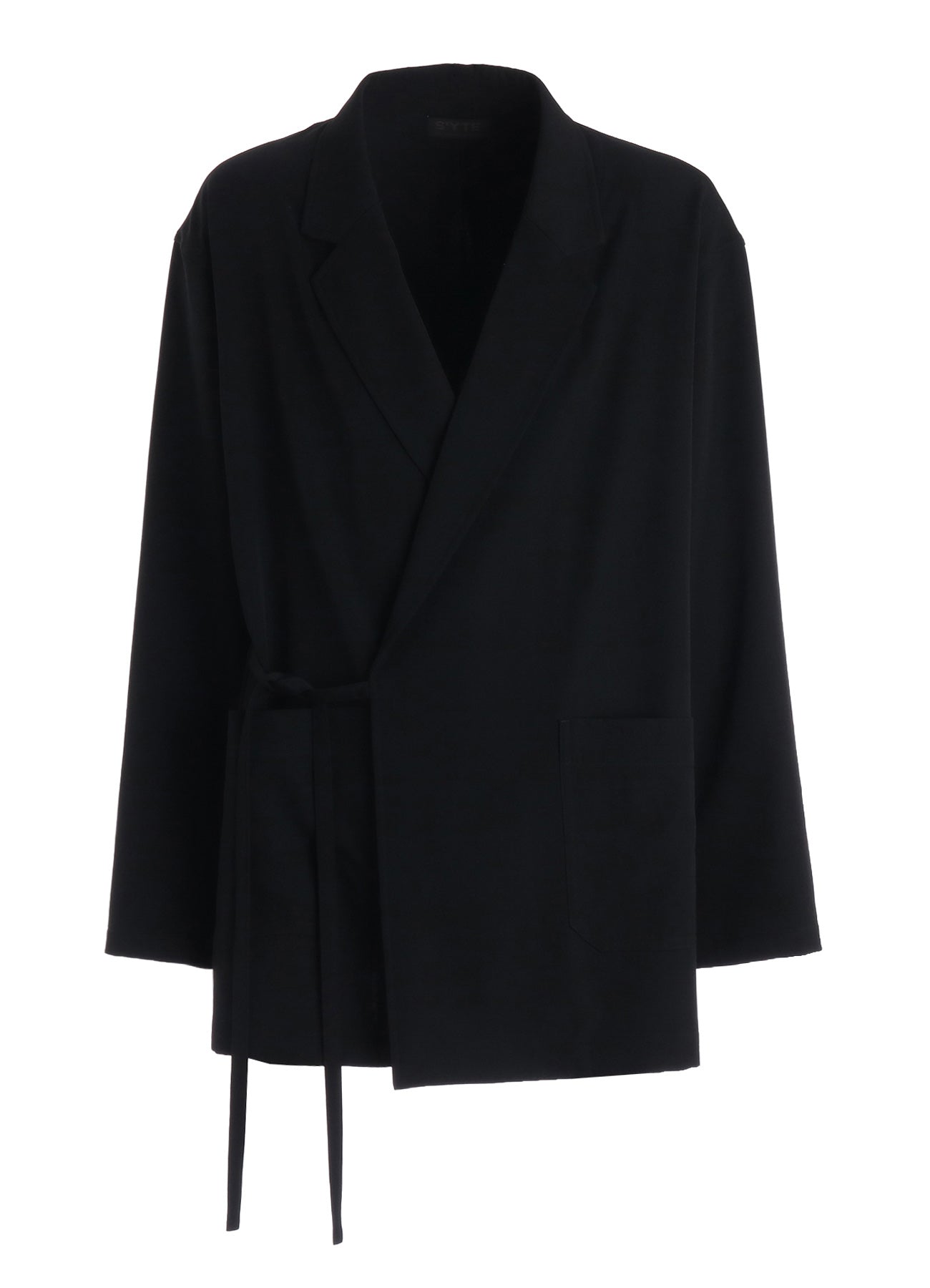 WASHER WOOL GABARDINE SEMI-DOUBLE-BREASTED TIE-FRONT JACKET – THE