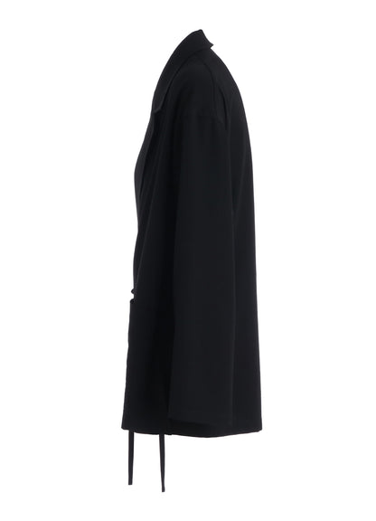 WASHER WOOL GABARDINE SEMI-DOUBLE-BREASTED TIE-FRONT JACKET