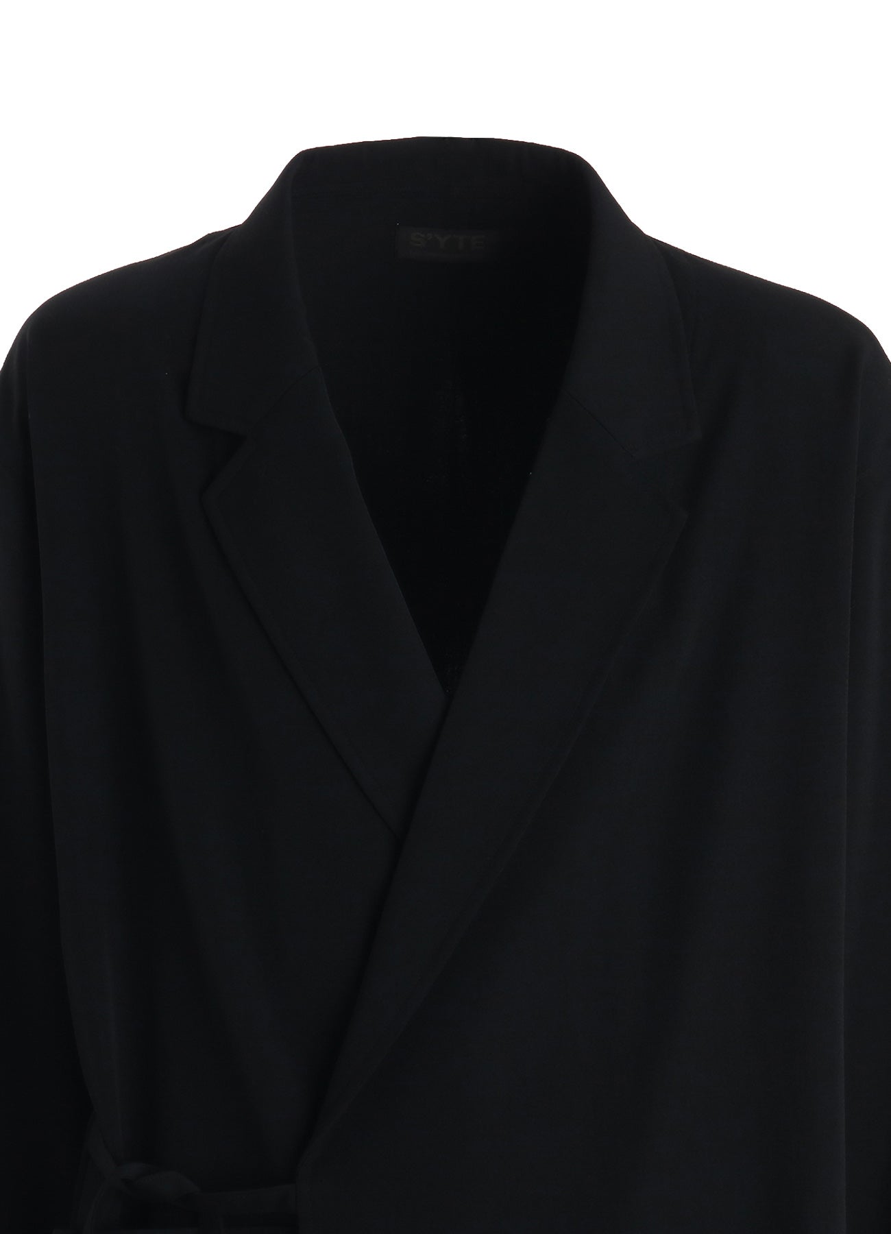 WASHER WOOL GABARDINE SEMI-DOUBLE-BREASTED TIE-FRONT JACKET