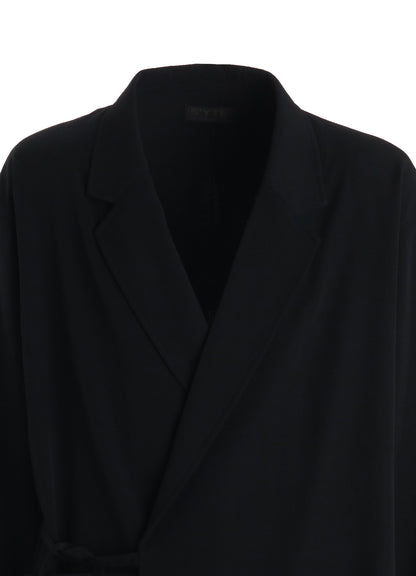 WASHER WOOL GABARDINE SEMI-DOUBLE-BREASTED TIE-FRONT JACKET