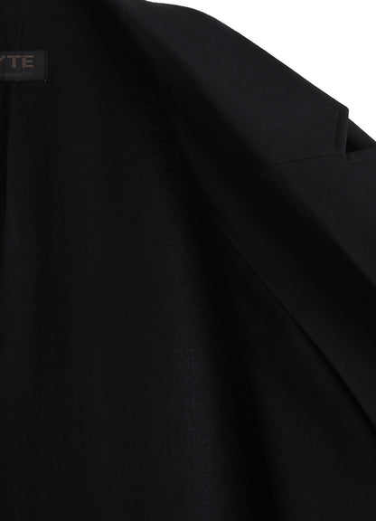 WASHER WOOL GABARDINE SEMI-DOUBLE-BREASTED TIE-FRONT JACKET