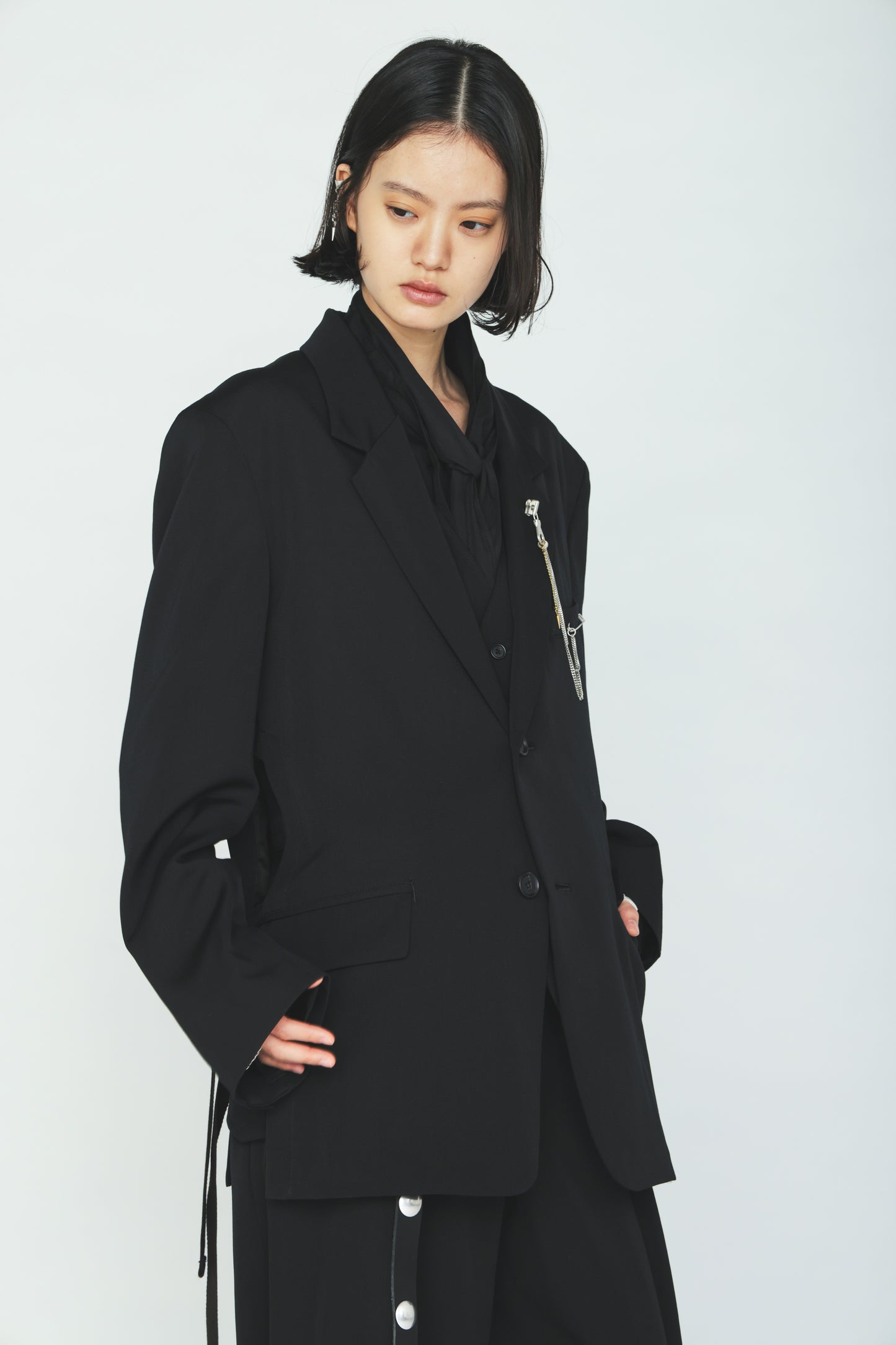 WASHER WOOL GABARDINE SIDE-BELTED JACKET